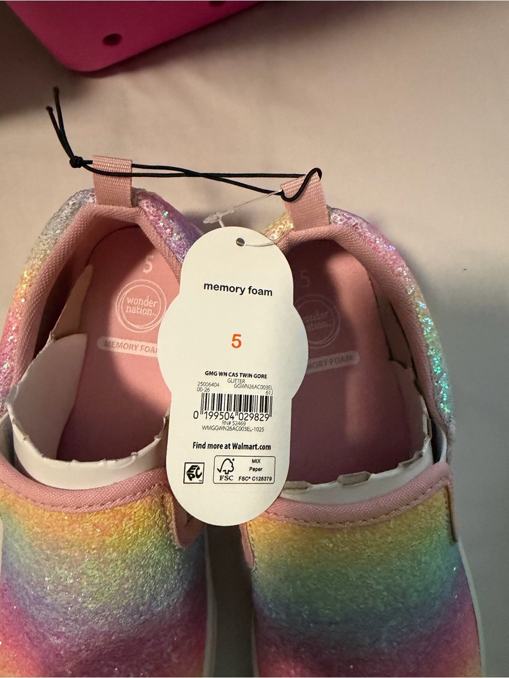 Kids' Rainbow Slip-On Shoes with Memory Foam - Pink